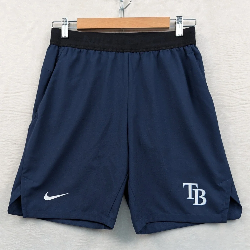 Nike x MLB Shorts Men's S Navy Blue Tampa Bay Rays Dri-FIT Training Baseball
